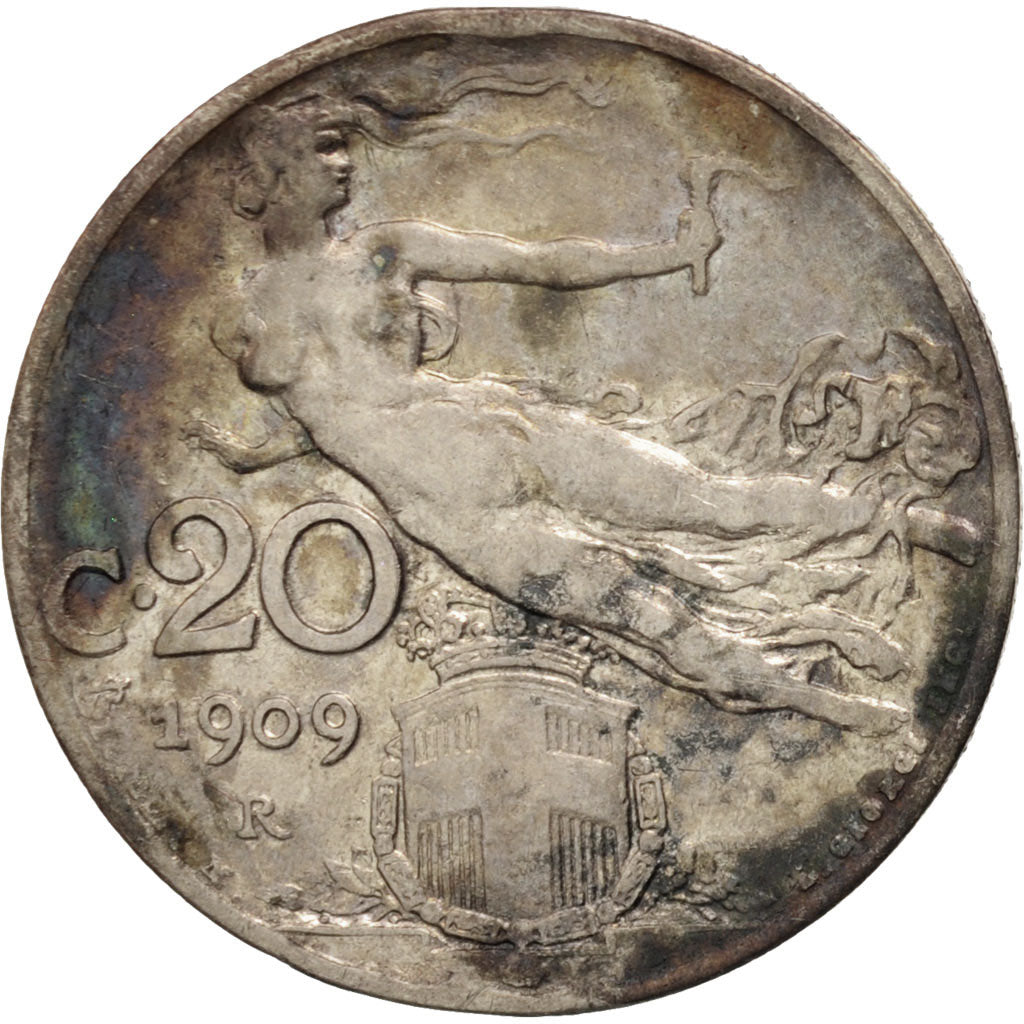 Monnaie, Italie, Vittorio Emanuele III, 20 Centesimi, 1909, Rome, TB+, Nickel