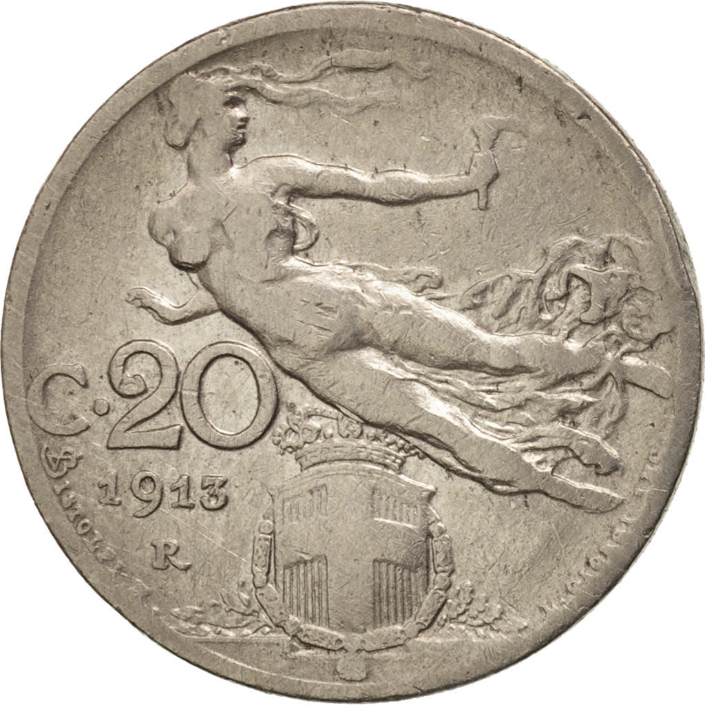 Coin, Italy, Vittorio Emanuele III, 20 Centesimi, 1913, Rome, VF(30-35), Nickel