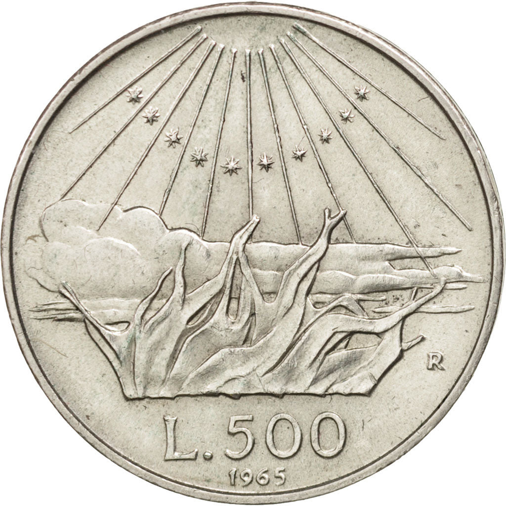 Italy, 500 Lire, 1965, Rome, AU(55-58), Silver, KM:100