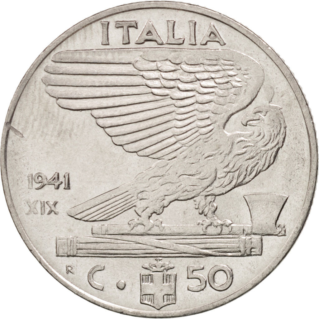 Italy, Vittorio Emanuele III, 50 Centesimi, 1941, Rome, AU(55-58)