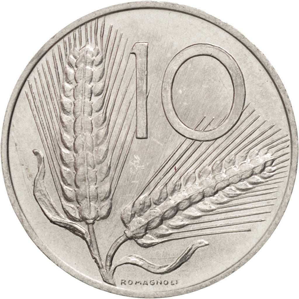 Coin, Italy, 10 Lire, 1955, Rome, MS(63), Aluminum, KM:93