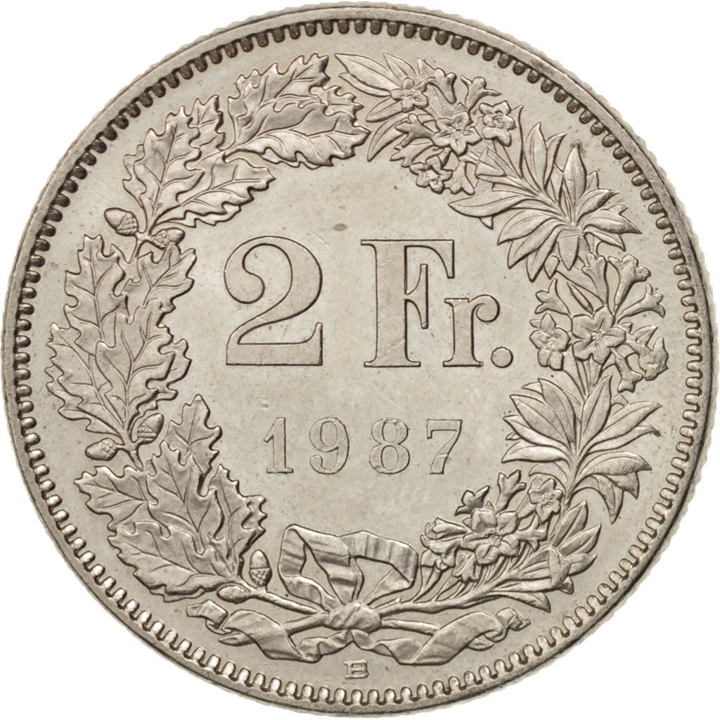 Moneta, Svizzera, 2 Francs, 1987, Bern, SPL-, Rame-nichel, KM:21a.3