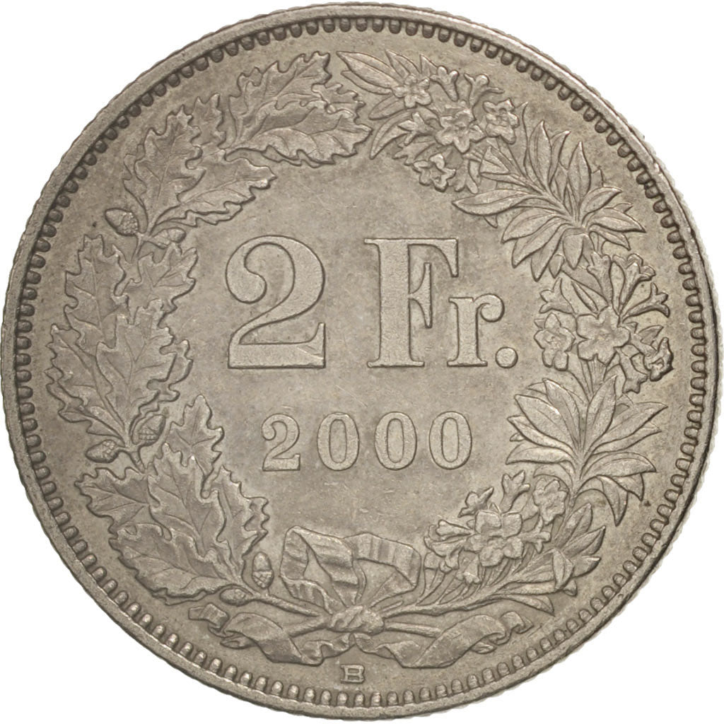 Coin, Switzerland, 2 Francs, 2000, Bern, AU(55-58), Copper-nickel, KM:21a.3
