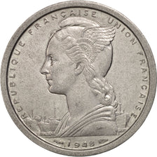 French Equatorial Africa, 2 Francs, 1948, Paris, MS(60-62), Aluminum, KM:7