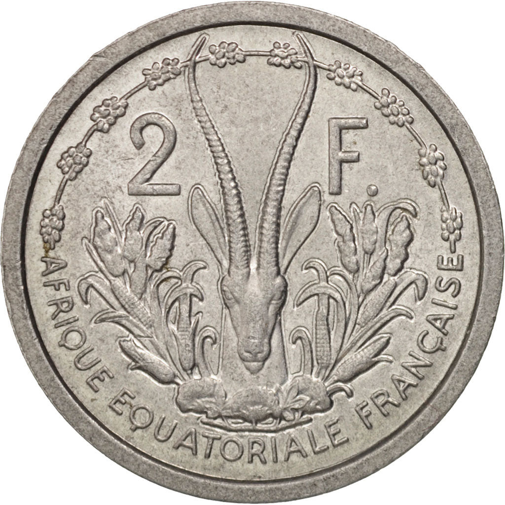 French Equatorial Africa, 2 Francs, 1948, Paris, MS(60-62), Aluminum, KM:7