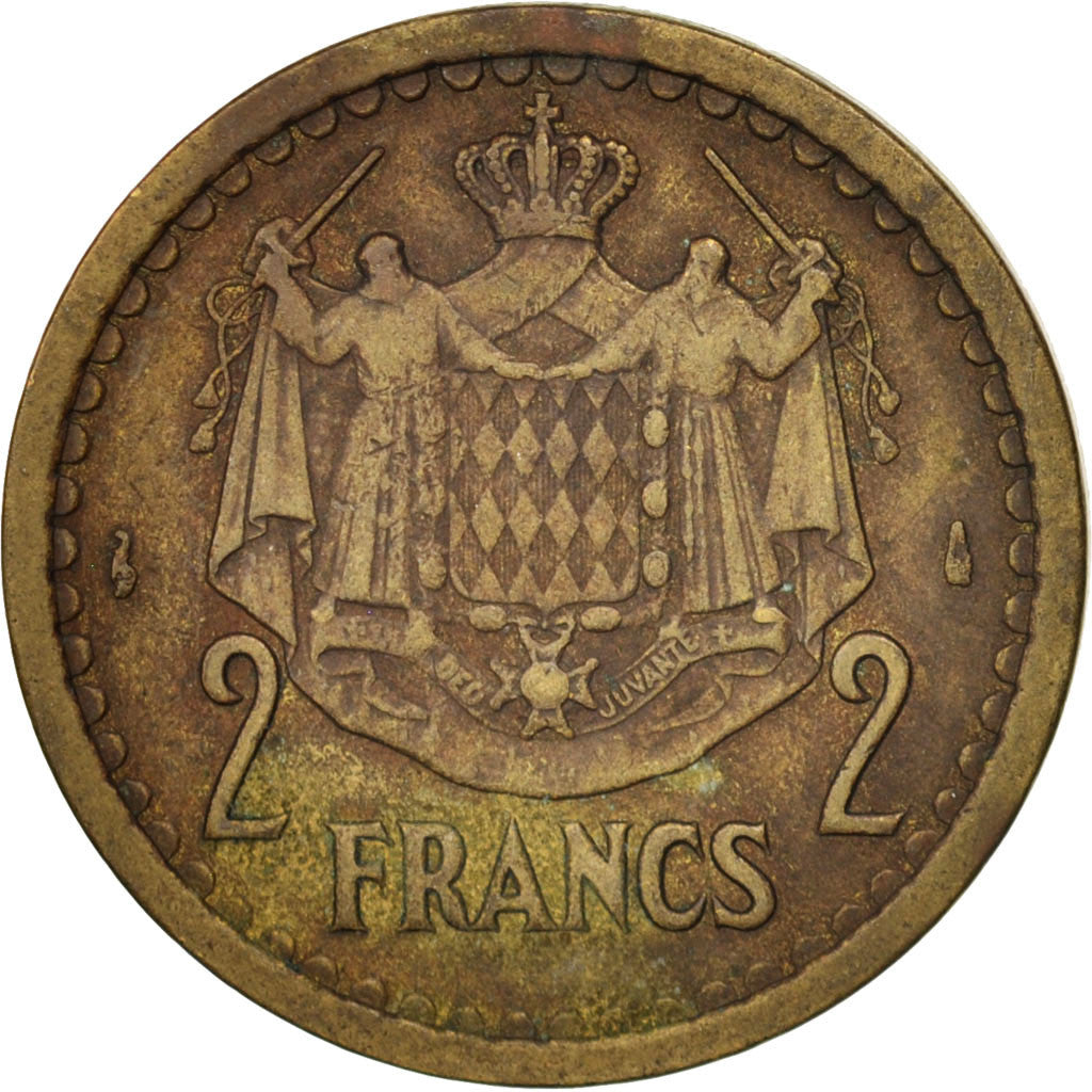 Münze, Monaco, Louis II, 2 Francs, 1945, SS, Aluminum-Bronze, KM:121a