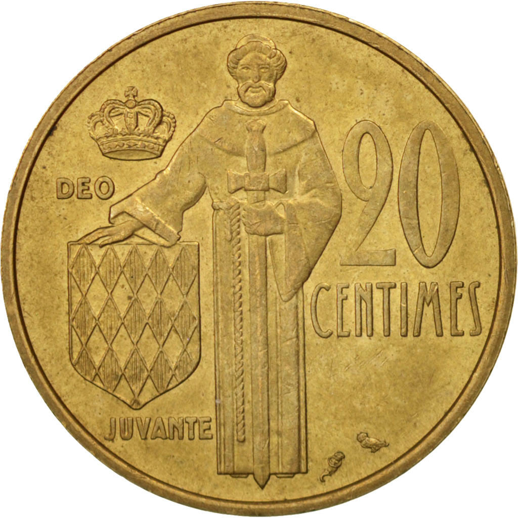 Monaco, Rainier III, 20 Centimes, 1962, AU(50-53), Aluminum-Bronze, KM:143
