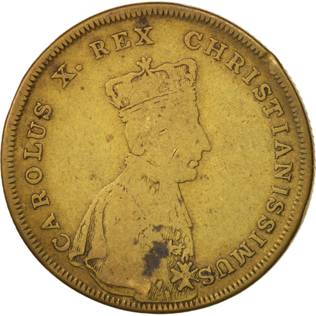 France, Token, Royal, Charles X, Sacre, 1825, VF(20-25), Brass
