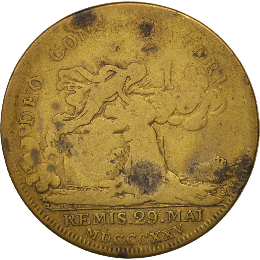 France, Token, Royal, Charles X, Sacre, 1825, VF(20-25), Brass