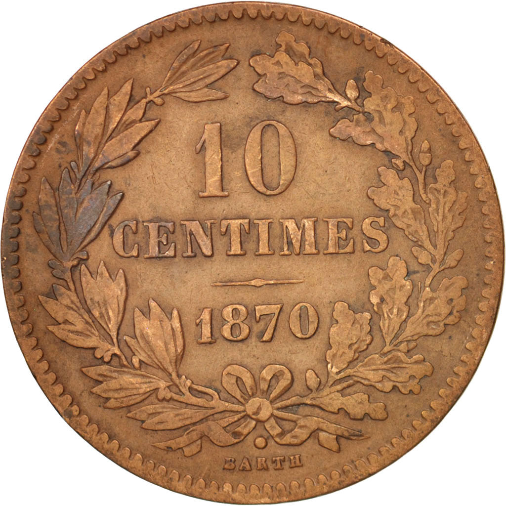 Coin, Luxembourg, William III, 10 Centimes, 1870, Utrecht, EF(40-45), Bronze