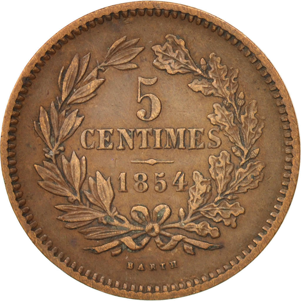 Coin, Luxembourg, William III, 5 Centimes, 1854, Utrecht, EF(40-45), Bronze