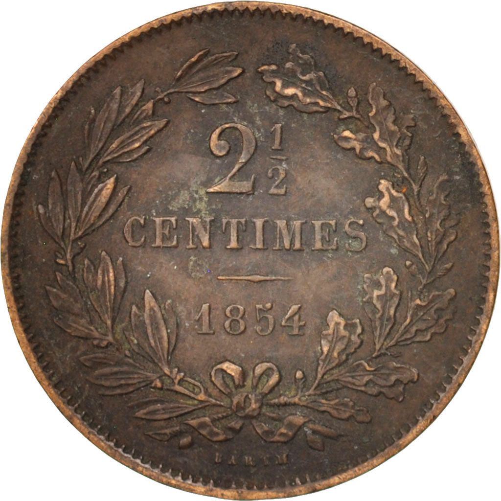 Coin, Luxembourg, William III, 2-1/2 Centimes, 1854, Utrecht, VF(30-35), Bronze