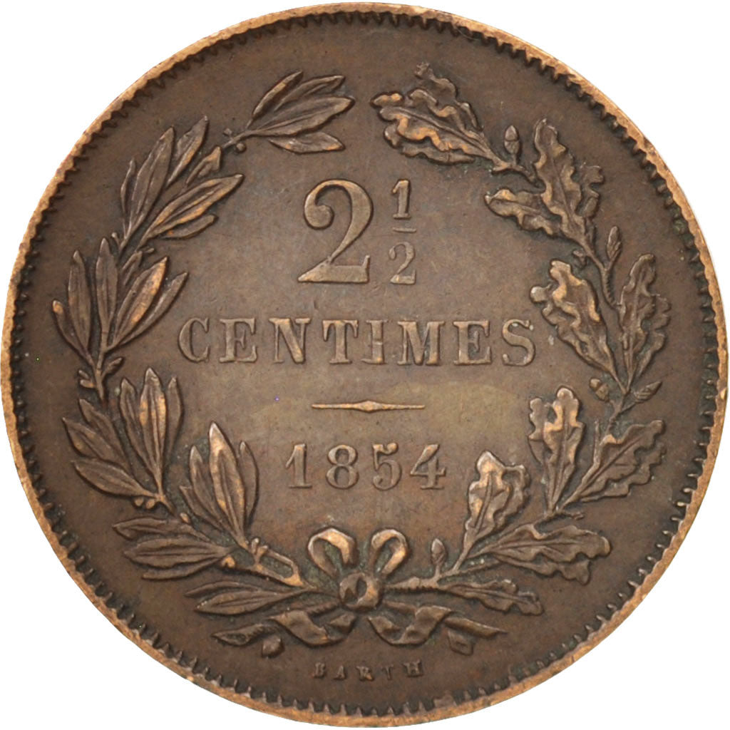 Luxembourg, William III, 2-1/2 Centimes, 1854, Utrecht, EF(40-45), Bronze, KM:21