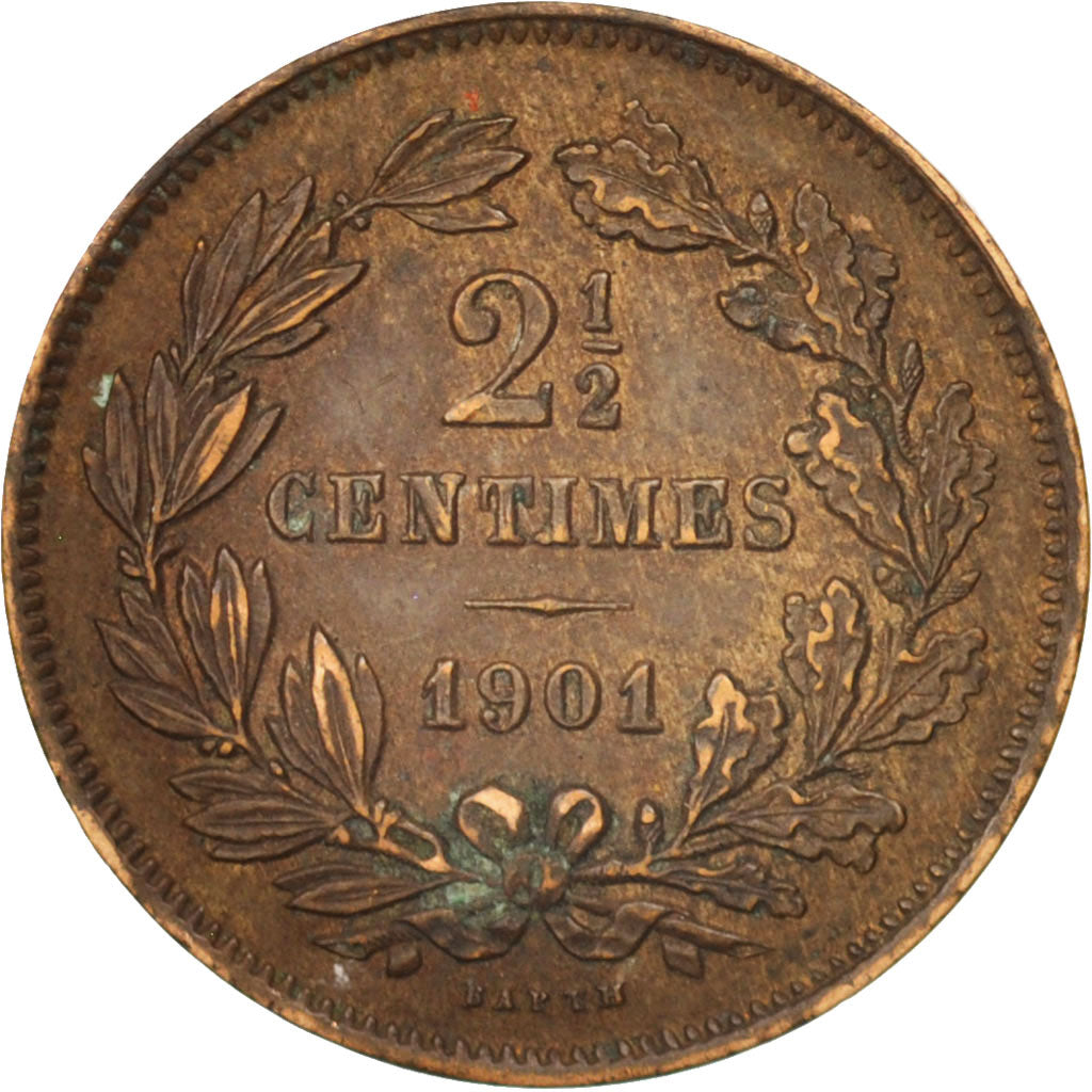 Luxembourg, William III, 2-1/2 Centimes, 1901, Utrecht, EF(40-45), Bronze, KM:21
