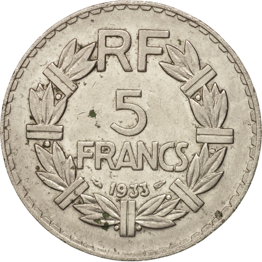 Coin, France, Lavrillier, 5 Francs, 1933, Paris, EF(40-45), Nickel, KM:888