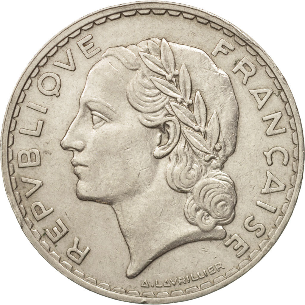 Coin, France, Lavrillier, 5 Francs, 1933, Paris, AU(50-53), Nickel, KM:888