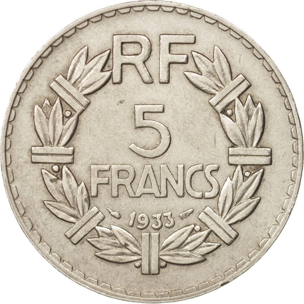 Coin, France, Lavrillier, 5 Francs, 1933, Paris, AU(50-53), Nickel, KM:888