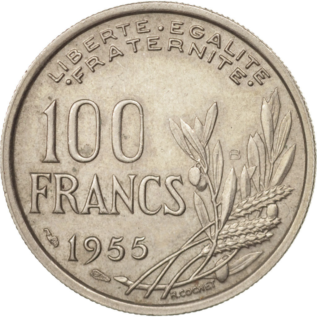 Coin, France, Cochet, 100 Francs, 1955, Beaumont le Roger, AU(55-58)