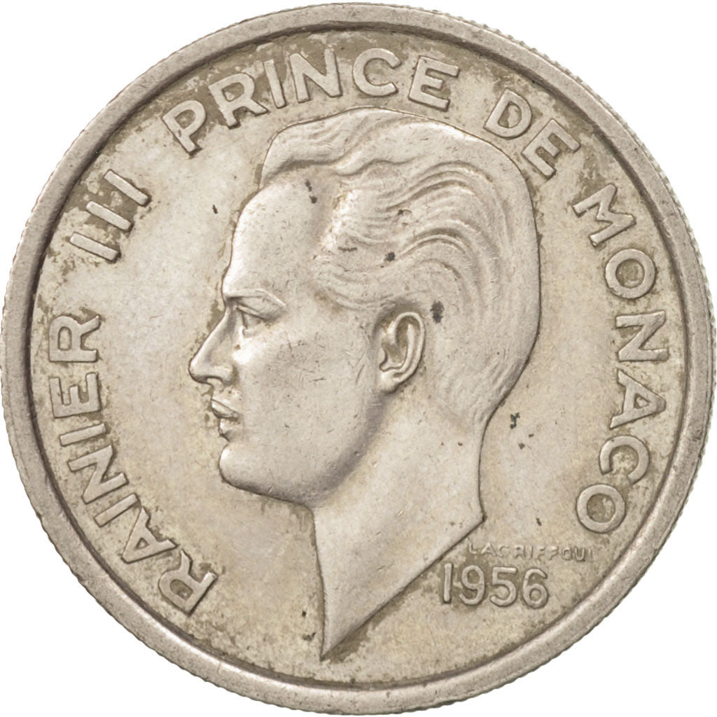 Coin, Monaco, Rainier III, 100 Francs, Cent, 1956, EF(40-45), Copper-nickel