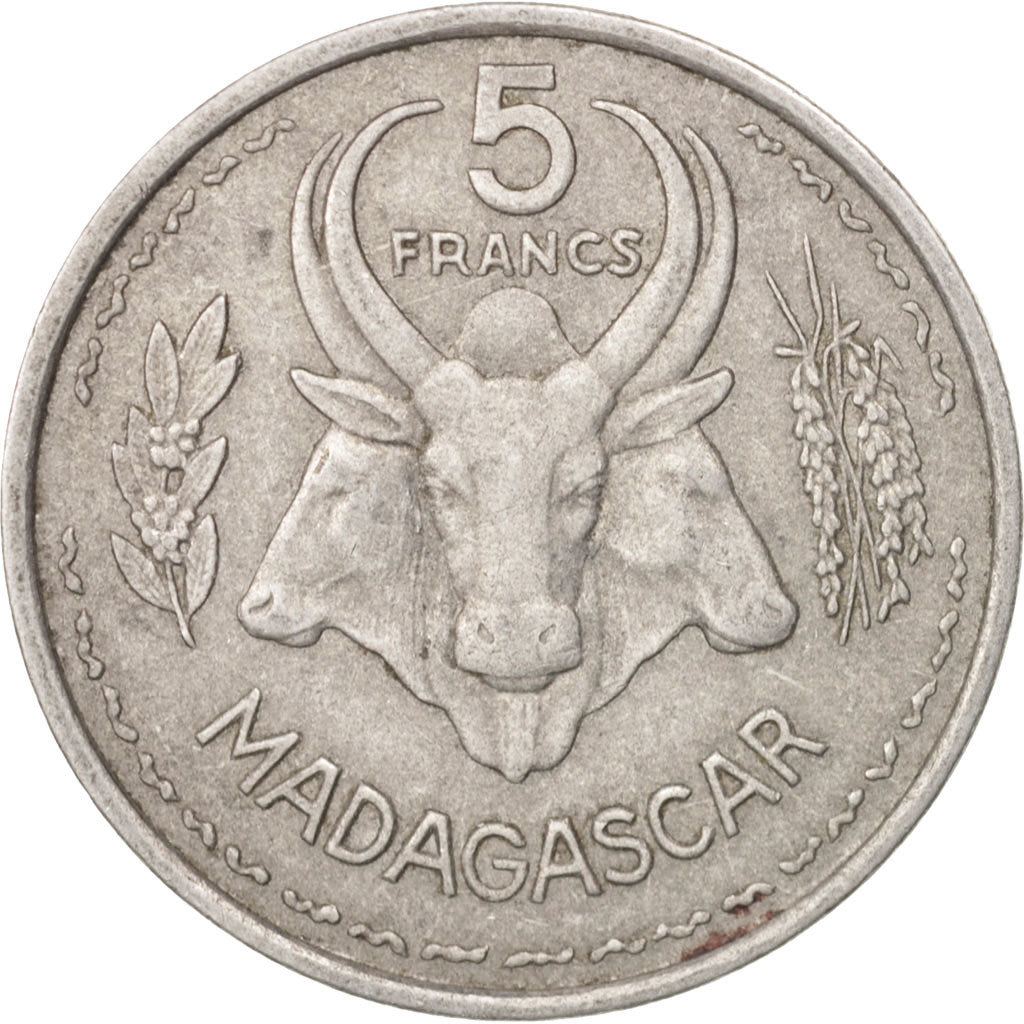 Madagascar, 5 Francs, 1953, Paris, EF(40-45), Aluminum, KM:5, Lecompte:106