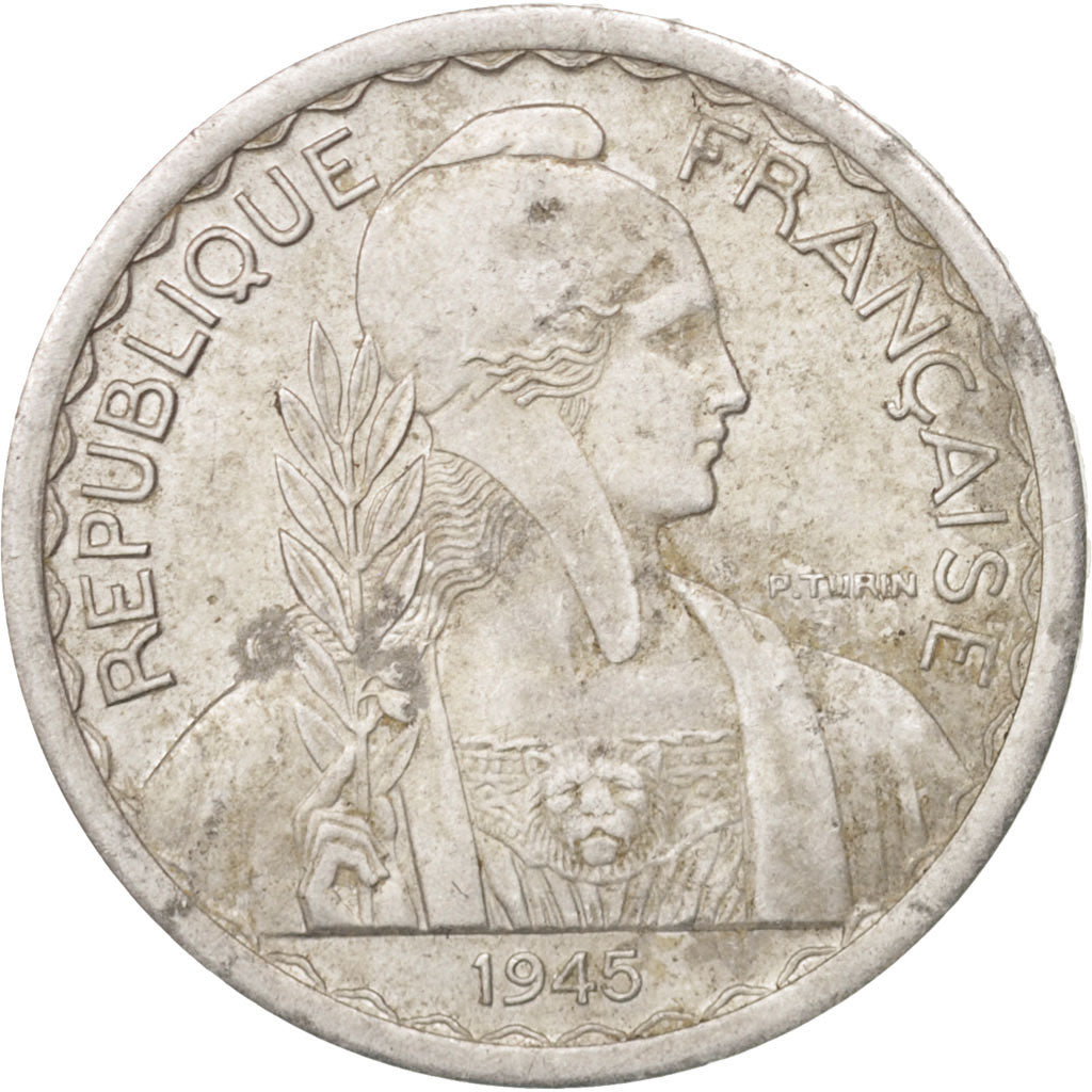 FRENCH INDO-CHINA, 20 Cents, 1945, Castelsarrasin, EF(40-45), Aluminum