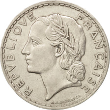Moneda, Francia, Lavrillier, 5 Francs, 1933, Paris, MBC+, Níquel, KM:888