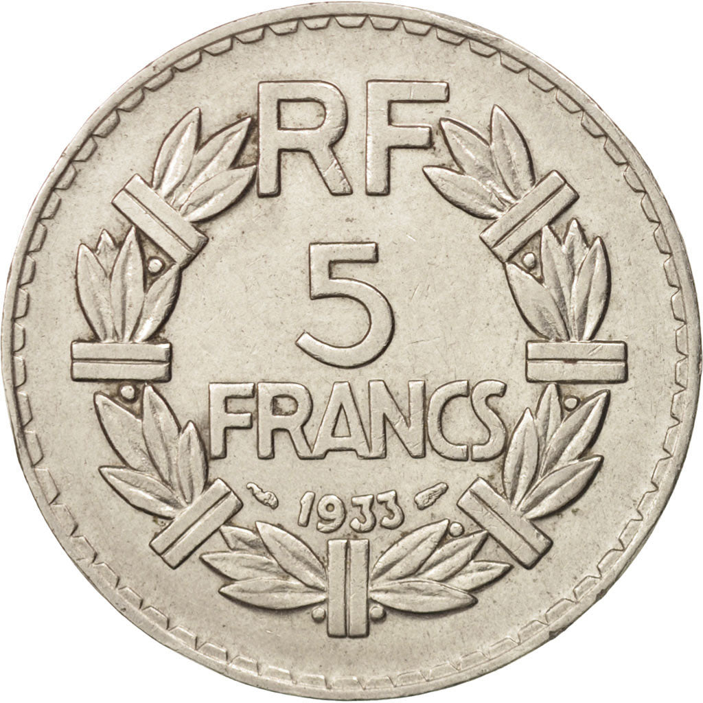 Coin, France, Lavrillier, 5 Francs, 1933, Paris, AU(50-53), Nickel, KM:888