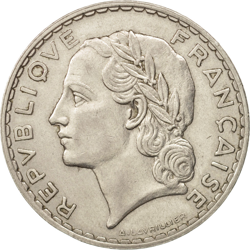 Coin, France, Lavrillier, 5 Francs, 1933, Paris, AU(50-53), Nickel, KM:888