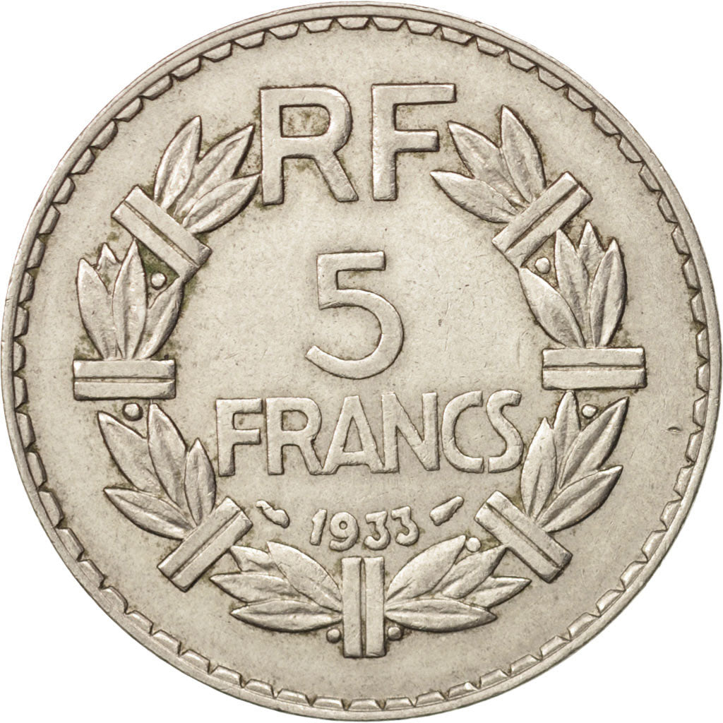 Coin, France, Lavrillier, 5 Francs, 1933, Paris, AU(50-53), Nickel, KM:888