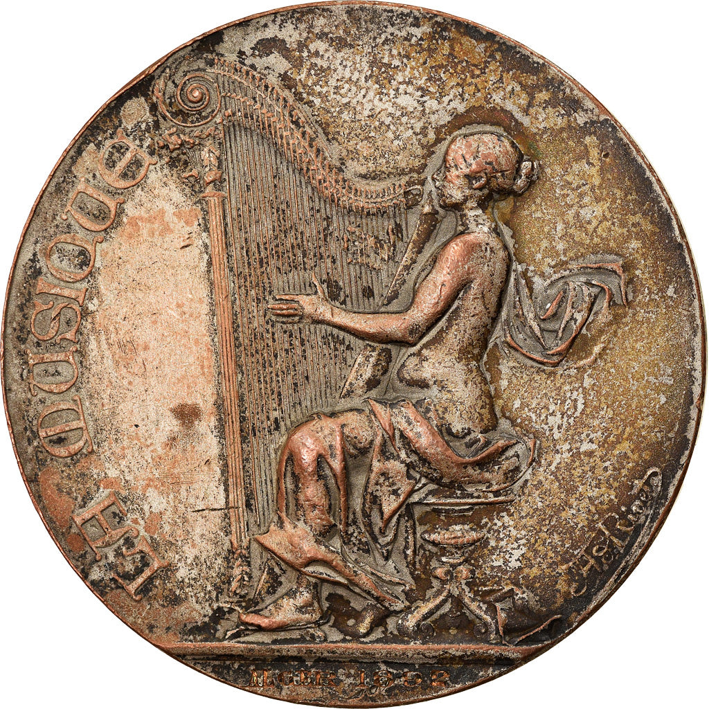 Algeria, Medal, La Musique, Alger, Arts & Culture, 1892, Bottée, EF(40-45)