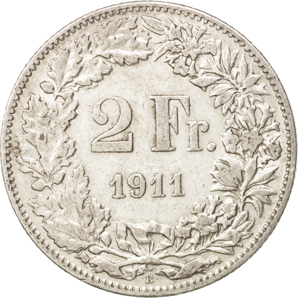 Schweiz, 2 Francs, 1911, Bern, EF(40-45), Silver, KM:21