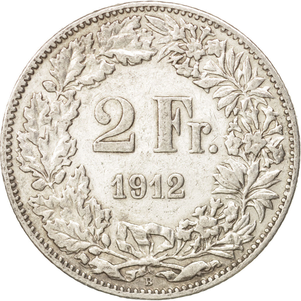 Coin, Switzerland, 2 Francs, 1912, Bern, EF(40-45), Silver, KM:21