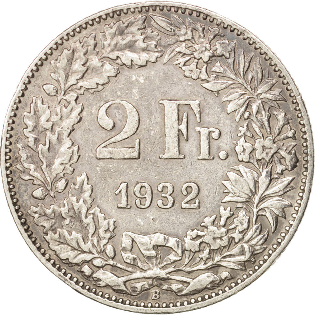 Schweiz, 2 Francs, 1932, Bern, EF(40-45), Silver, KM:21