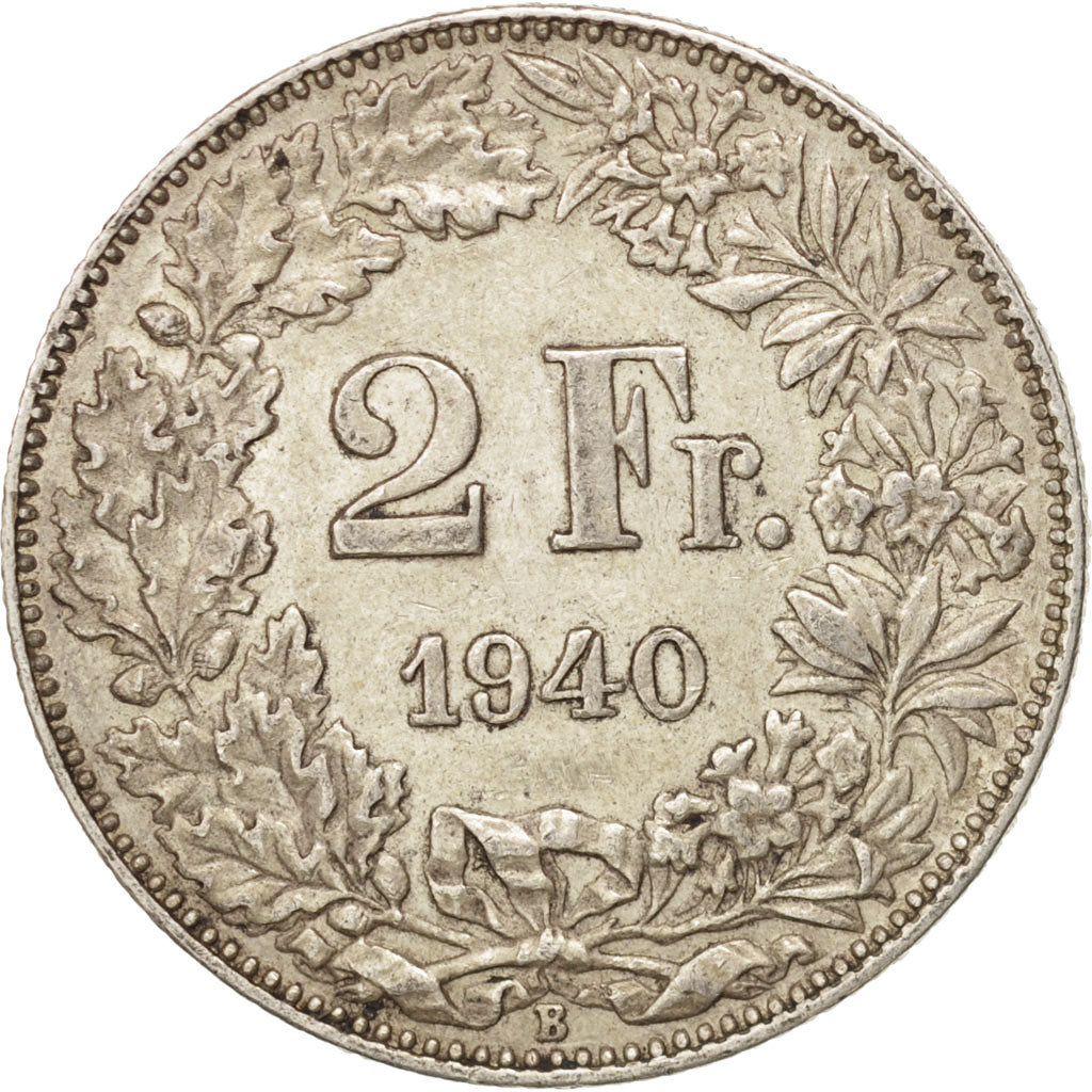 Switzerland, 2 Francs, 1940, Bern, EF(40-45), Silver, KM:21