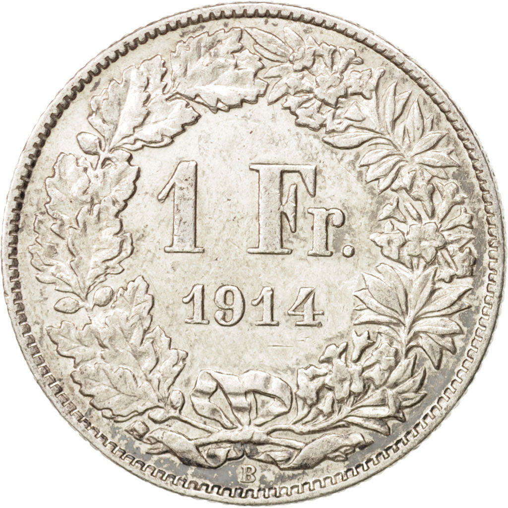 Coin, Switzerland, Franc, 1914, Bern, AU(50-53), Silver, KM:24