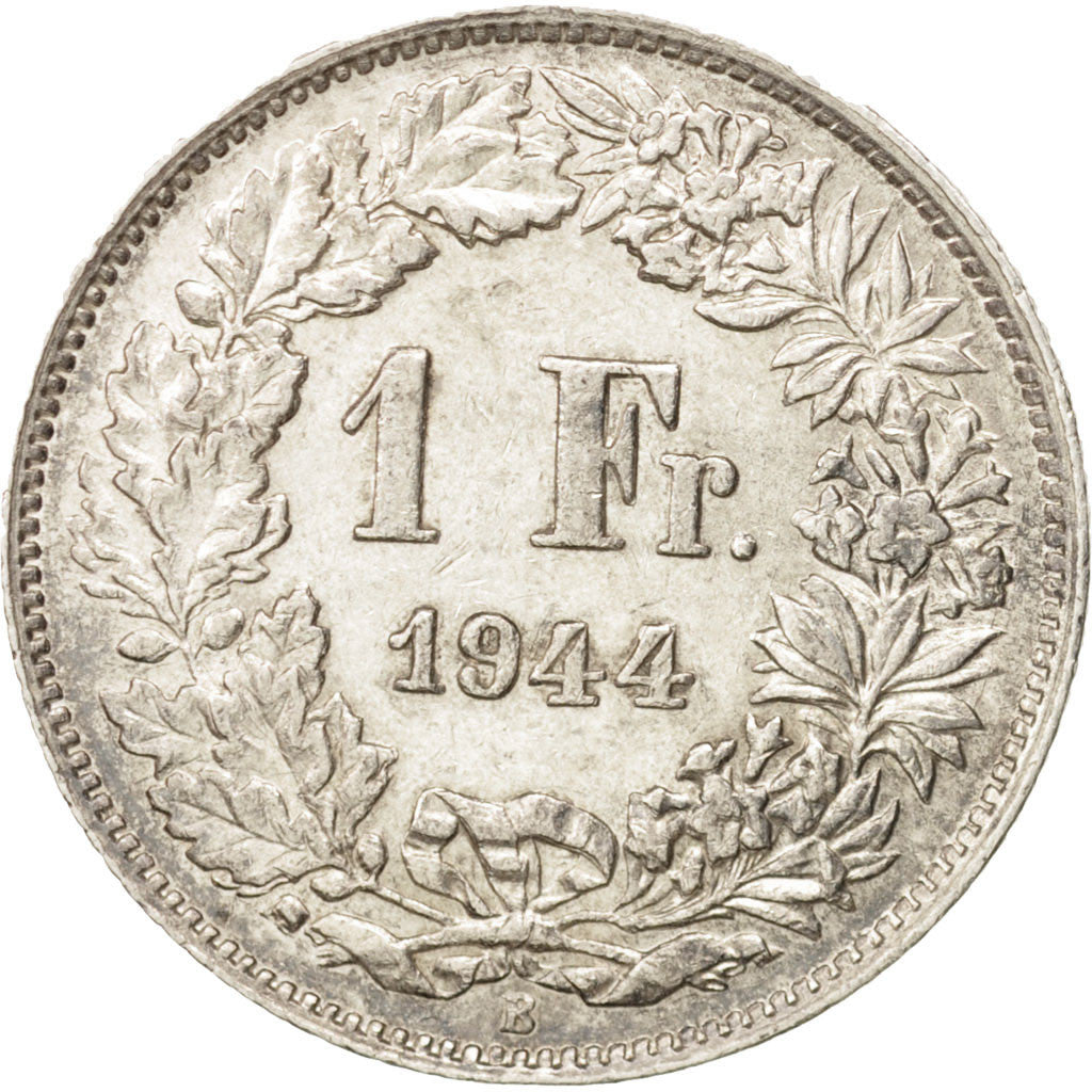 Switzerland, Franc, 1944, Bern, AU(55-58), Silver, KM:24