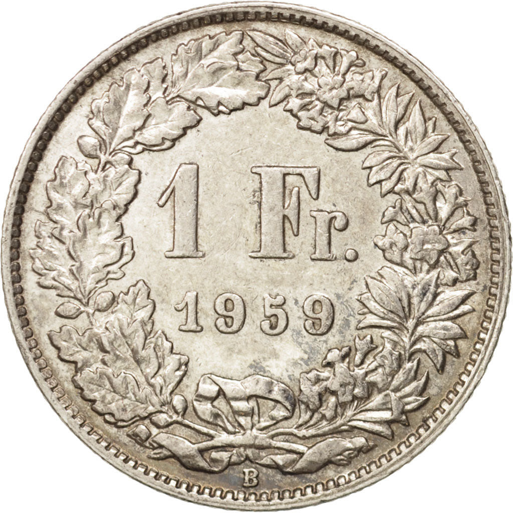 Switzerland, Franc, 1959, Bern, AU(50-53), Silver, KM:24