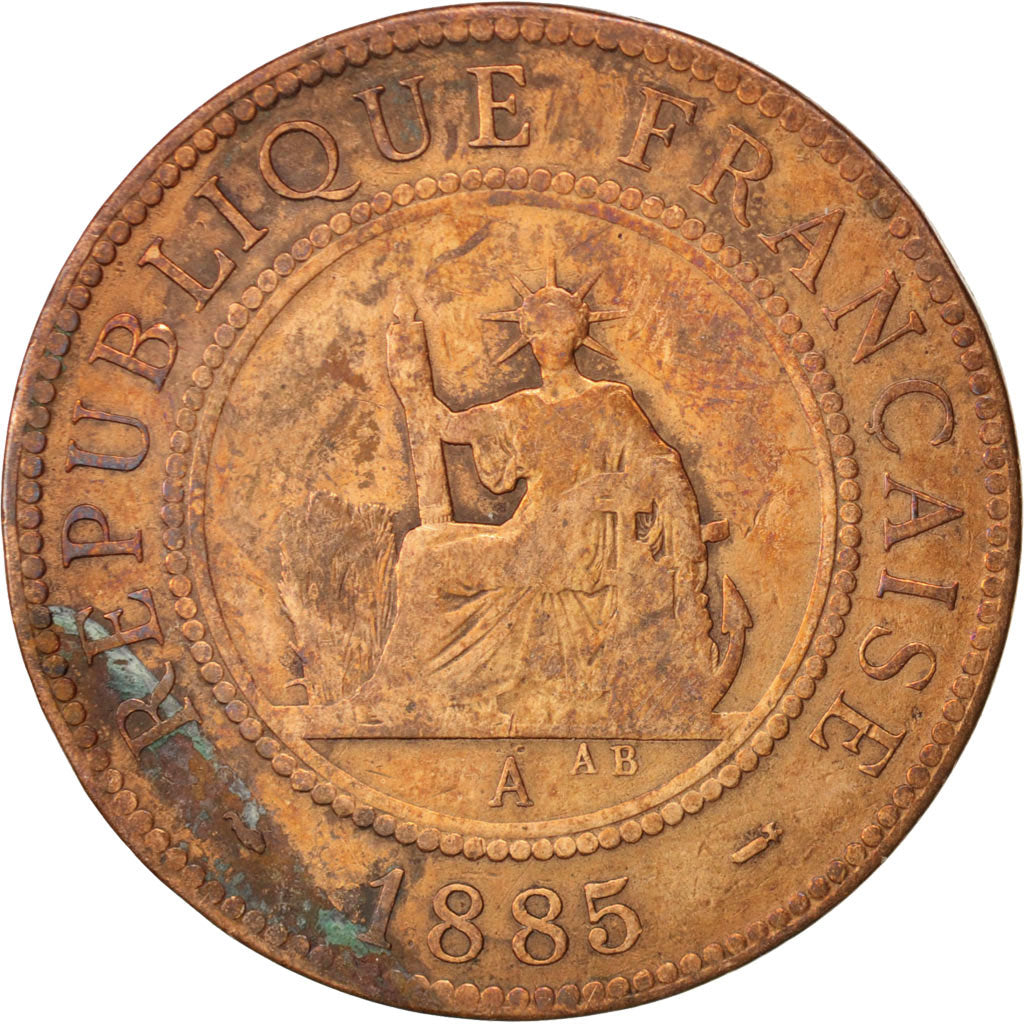 FRENCH INDO-CHINA, Cent, 1885, Paris, F(12-15), Bronze, KM:1, Lecompte:37