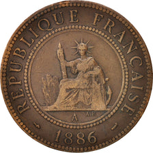 Moneda, INDOCHINA FRANCESA, Cent, 1886, Paris, BC+, Bronce, KM:1, Lecompte:38