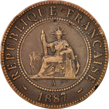 Coin, FRENCH INDO-CHINA, Cent, 1887, Paris, VF(30-35), Bronze, KM:1, Lecompte:39
