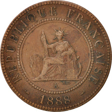 Coin, FRENCH INDO-CHINA, Cent, 1888, Paris, VF(30-35), Bronze, KM:1, Lecompte:40