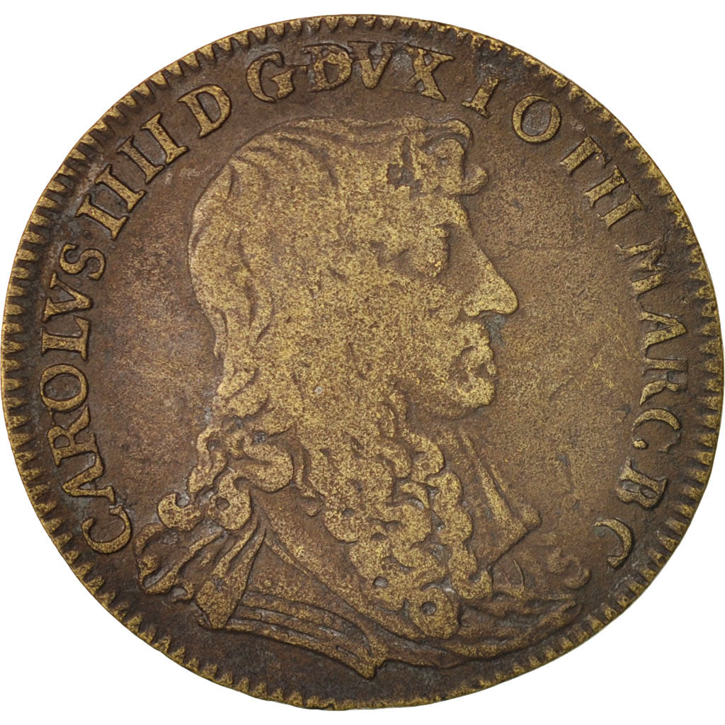 France, Token, Chambre de la ville de Nancy, 1666, VF(20-25), Brass