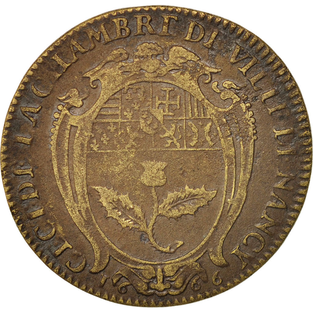 France, Token, Chambre de la ville de Nancy, 1666, VF(20-25), Brass
