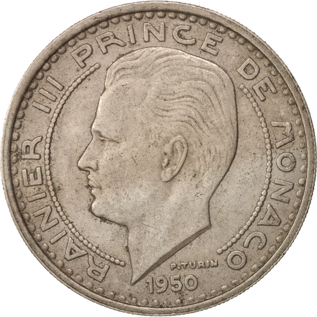 Monaco, Rainier III, 100 Francs, Cent, 1950, EF(40-45), Copper-nickel, KM:133