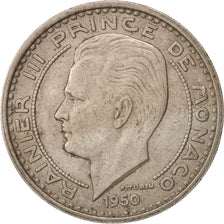 Monaco, Rainier III, 100 Francs, Cent, 1950, EF(40-45), Copper-nickel, KM:133