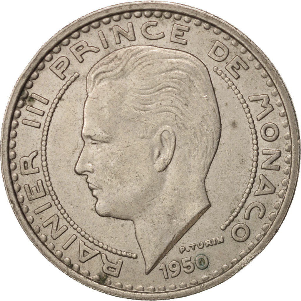 Coin, Monaco, Rainier III, 100 Francs, Cent, 1950, AU(50-53), Copper-nickel