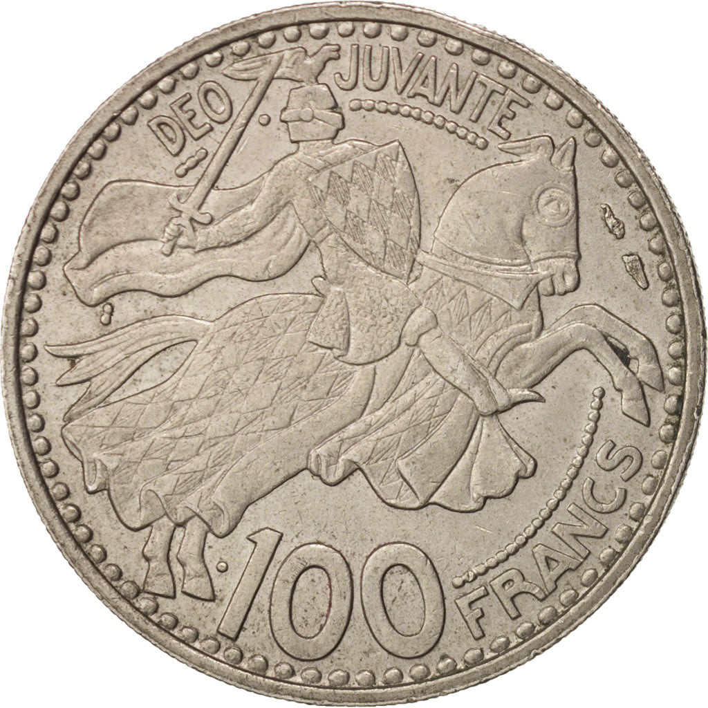 Coin, Monaco, Rainier III, 100 Francs, Cent, 1950, AU(50-53), Copper-nickel