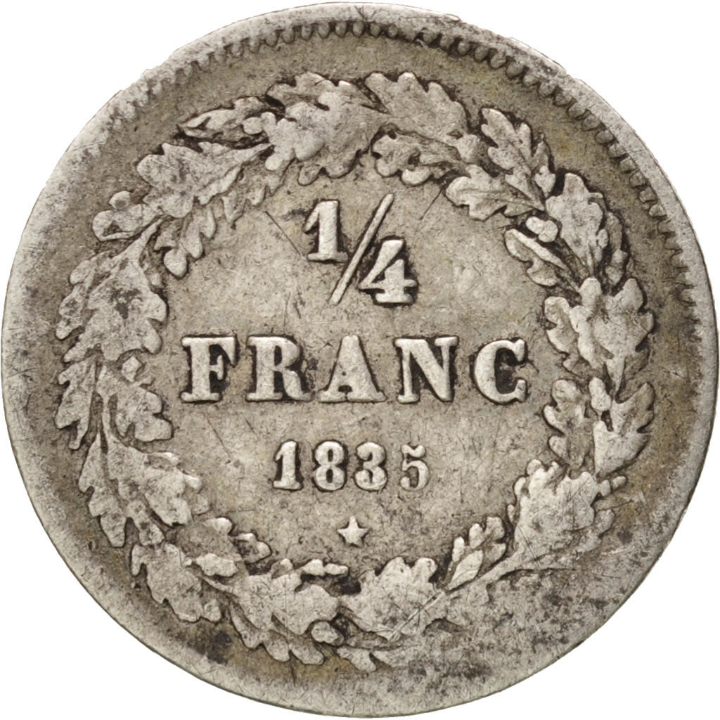 Belgium, Leopold I, 1/4 Franc, 1835, VF(20-25), Silver, KM:8