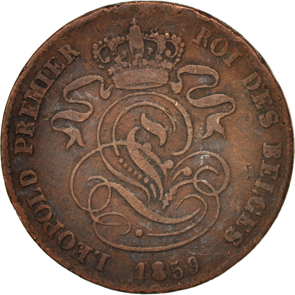 Belgium, Leopold I, 2 Centimes, 1859, VF(20-25), Copper, KM:4.2