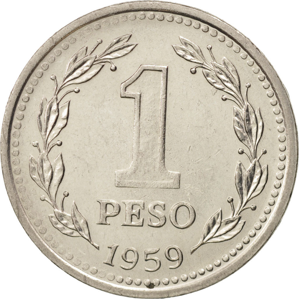 Moneda, Argentina, Peso, 1959, EBC+, Níquel recubierto de acero, KM:57